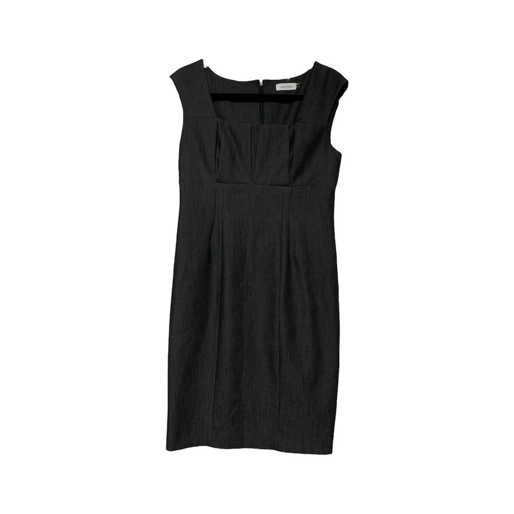Calvin Klein Square Neck Dark Grey Cocktail Formal Sheath Dress size 8
